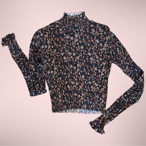 Zara Floral Cowl Neck Sweater - Black and Brown